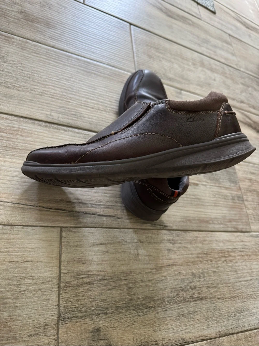Clarks Dark Brown Leather Slip-On Loafers